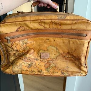 Alviero Martini 1A Classe Tan Map Print Travel Bag